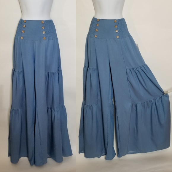 Denim Wide Leg Palazzo Pants - Picture 2 of 8
